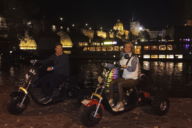 Electric Trike Night Tour in Prague - Live Guided - Lennon Wall and the river beside Charles Bridge