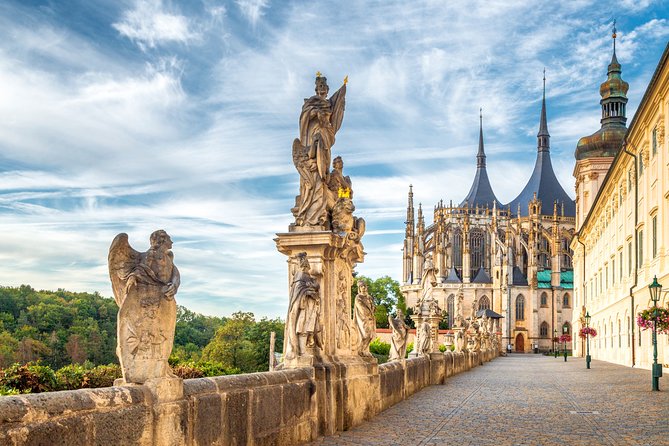 Kutná Hora Medieval Town in Vintage Cabrio car - St. Barbara’s Cathedral and the silver-mining story