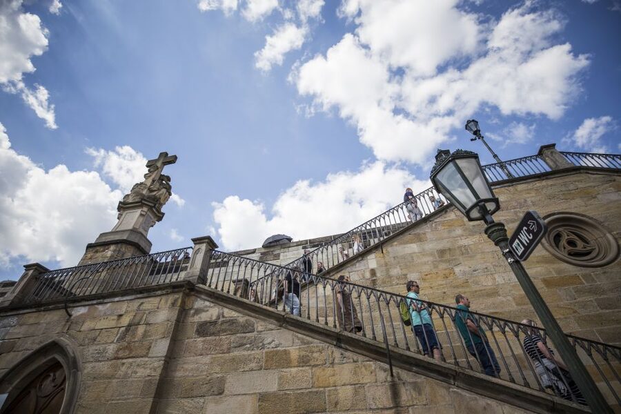 Prague: 3–Hour Castle Grounds Walking Tour and River Cruise - Taking the tram to Prague Castle