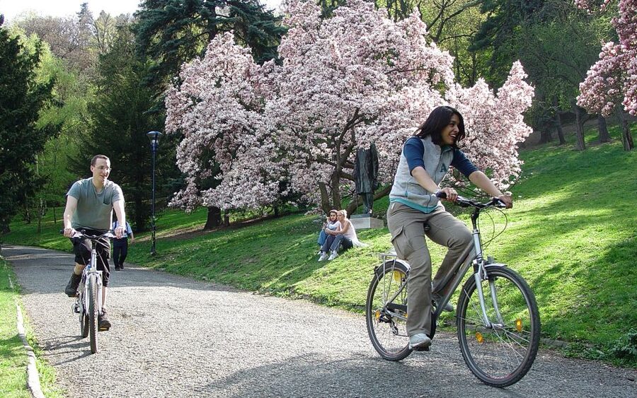 Prague "ALL-IN-ONE" City E-Bike Tour - The Giant Metronome and Letna Park views