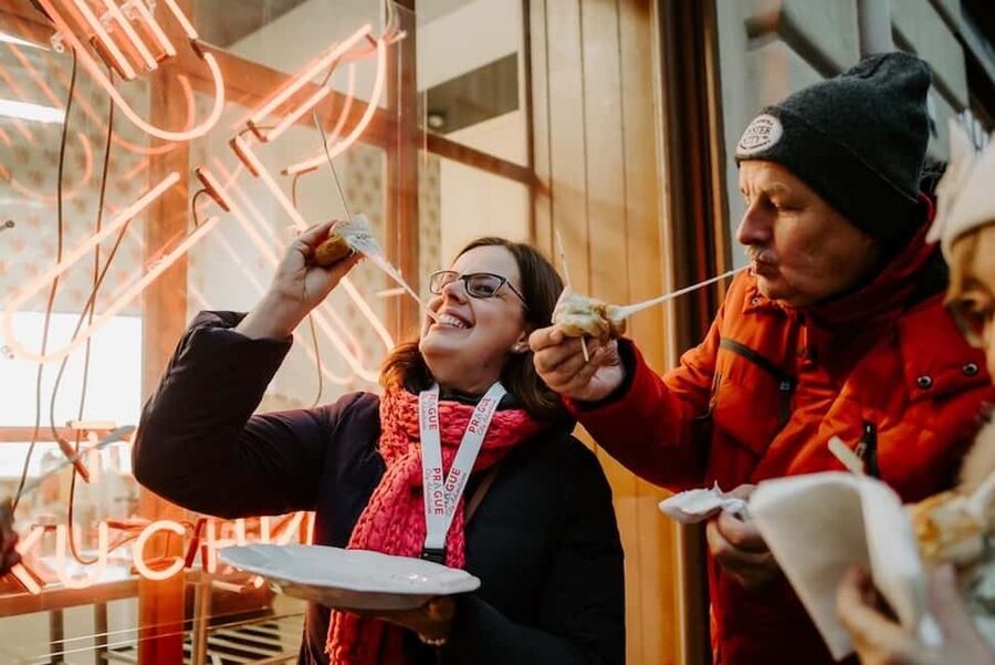 Prague: Award-Winning Old Town Food Tour with Four Drinks - Second stop: traditional dishes with a wider European influence