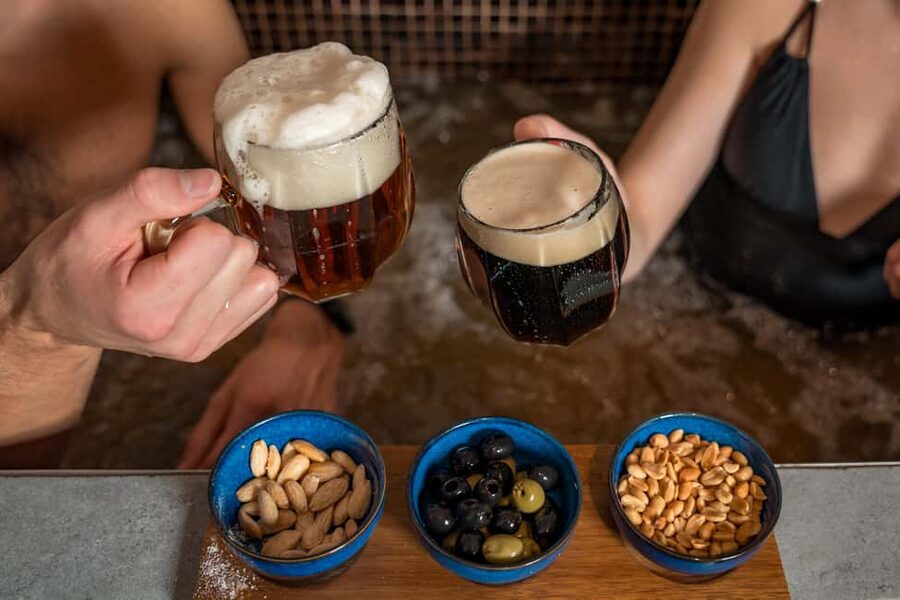 Prague: Beer Spa Experience with Unlimited Beer and Sauna - The beer bath, with hops, barley, and yeast