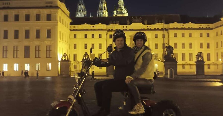 Prague City sightseeing in Night Trike Tour - John Lennon Wall and Charles Bridge