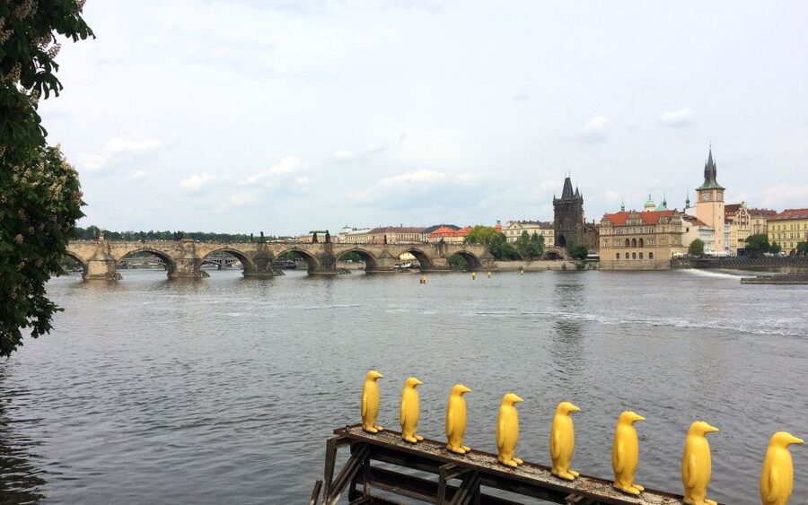 Prague: Classic City Bike Tour - The Dancing House and the riverfront