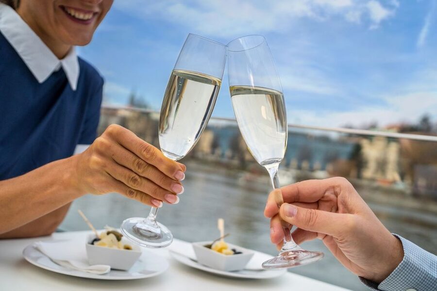Prague: Evening Vltava River Eco Cruise with Prosecco - Audio Commentary and Printed Guides