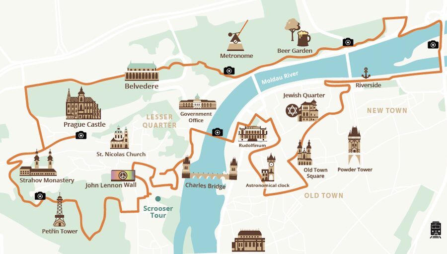 Prague: Fat Tire E-Scooter Guided Tour - The Lennon Wall and return to Malá Strana