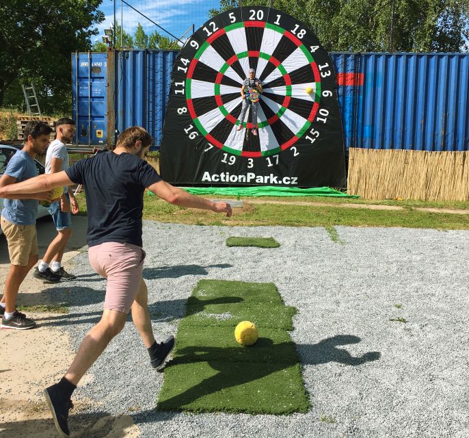 Prague : Giant Foot Darts and Giant Beer Pong Game - Giant Foot Darts: football with an oversized target