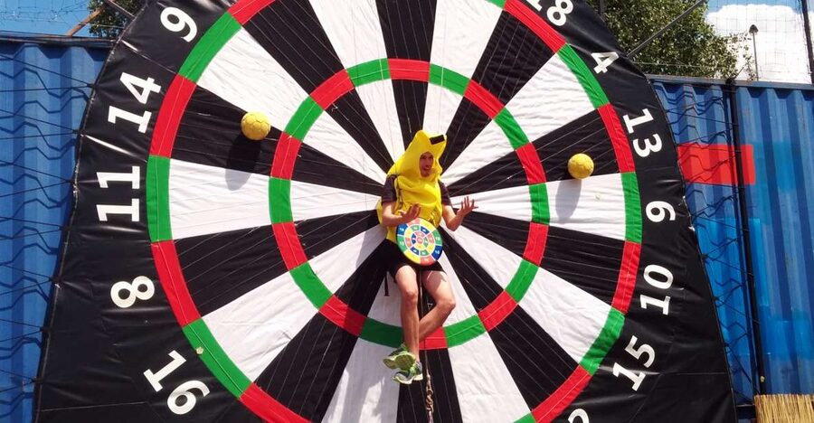 Prague : Giant Foot Darts and Giant Beer Pong Game - Giant Beer Pong with barrels and a football