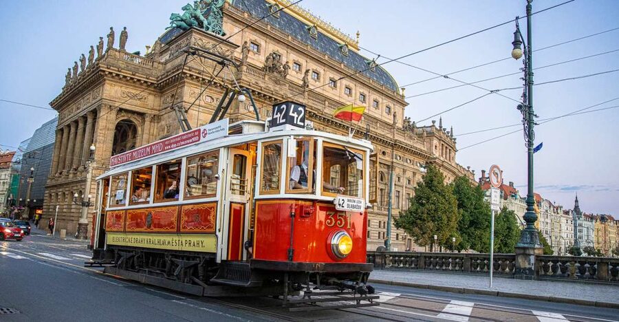 Prague: Hop-on Hop-Off Historical Tram Ticket for Line 42 - Audio guide, brochures, and onboard help