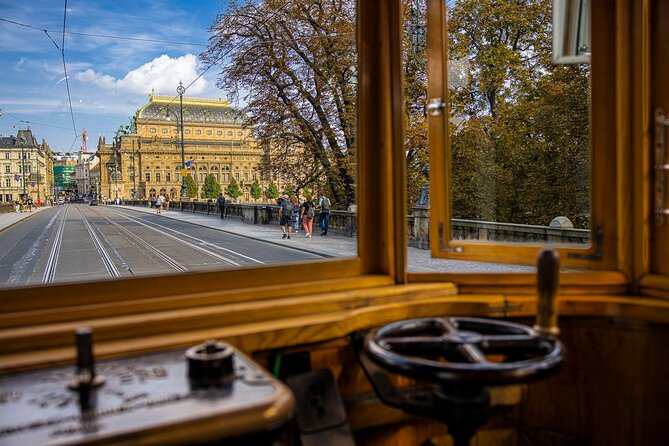 Prague Hop on Hop off Sightseeing Tram - National Theatre and the riverfront ride