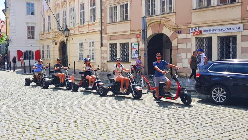 Prague: Panoramic Viewpoints Guided Electric Tricycle Tour - The Kafka Museum and Prague’s narrowest street