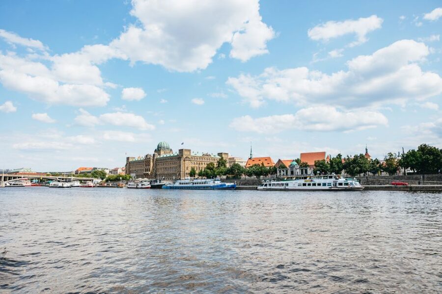 Prague: Swimming Beer Bike on A Cycle Boat - A party boat with Prague’s skyline as the backdrop
