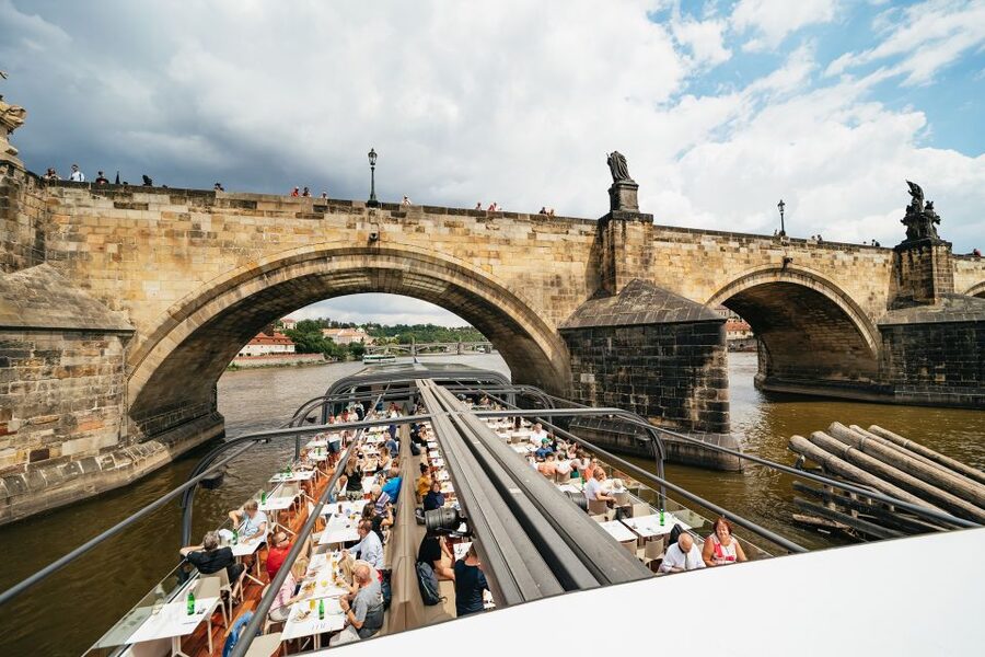 Prague: Vltava River Lunch Cruise in an Open-Top Glass Boat - Lunch with Czech flavors and plenty of choice