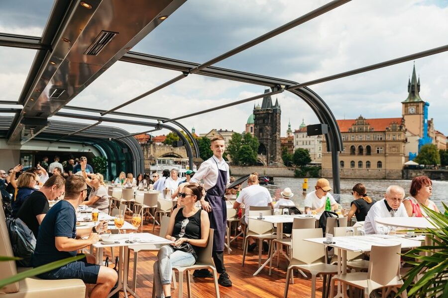 Prague: Vltava River Lunch Cruise in an Open-Top Glass Boat - A Czech aperitif sets a friendly tone