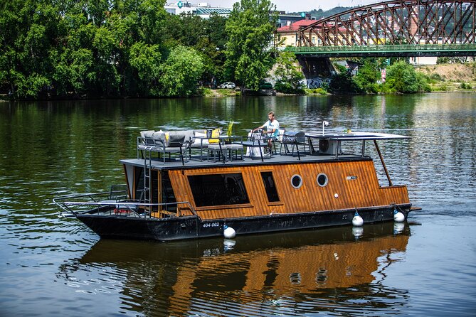 Prague YachtBoat CLASSIC cruise with Unlimited Beer or Prosecco - The Dancing House and National Theatre from the river