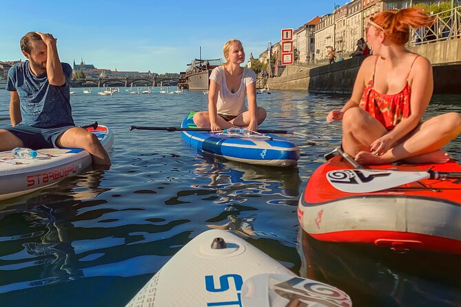 Stand-Up Paddleboarding on the Vltava River in Prague - Prague Castle and Charles Bridge from the water