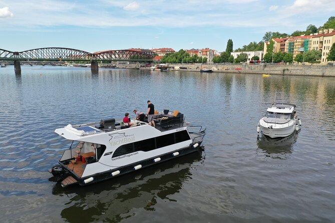 VIP Prague YachtBoat ONE Experience: All-You-Can-Drink - Views toward Prague Castle and Vyšehrad